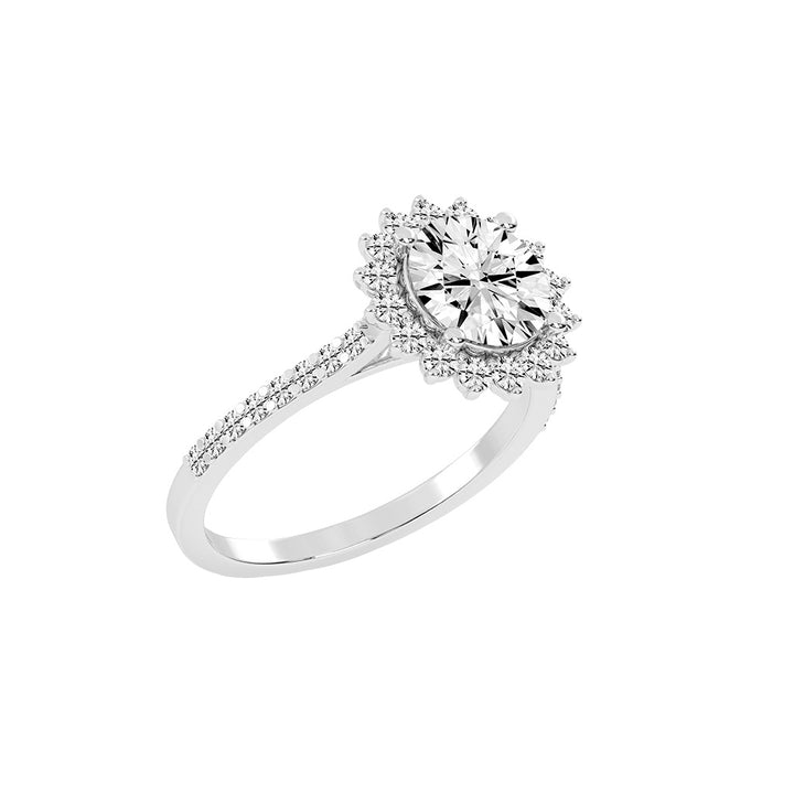 Haliosa flower style round cut halo lab diamond ring