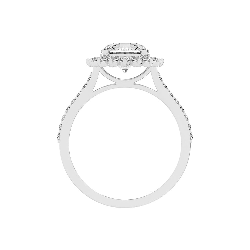 Haliosa flower style round cut halo lab diamond ring