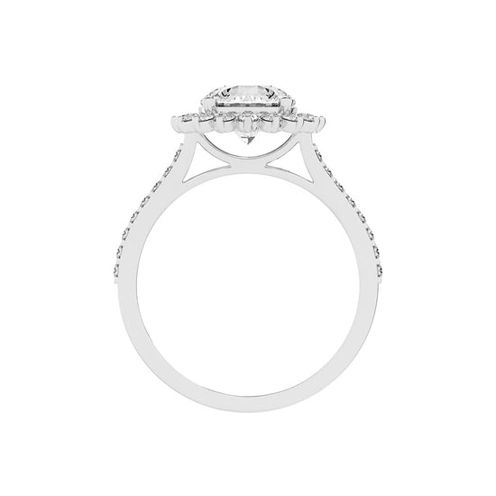 Haliosa flower style round cut halo lab diamond ring