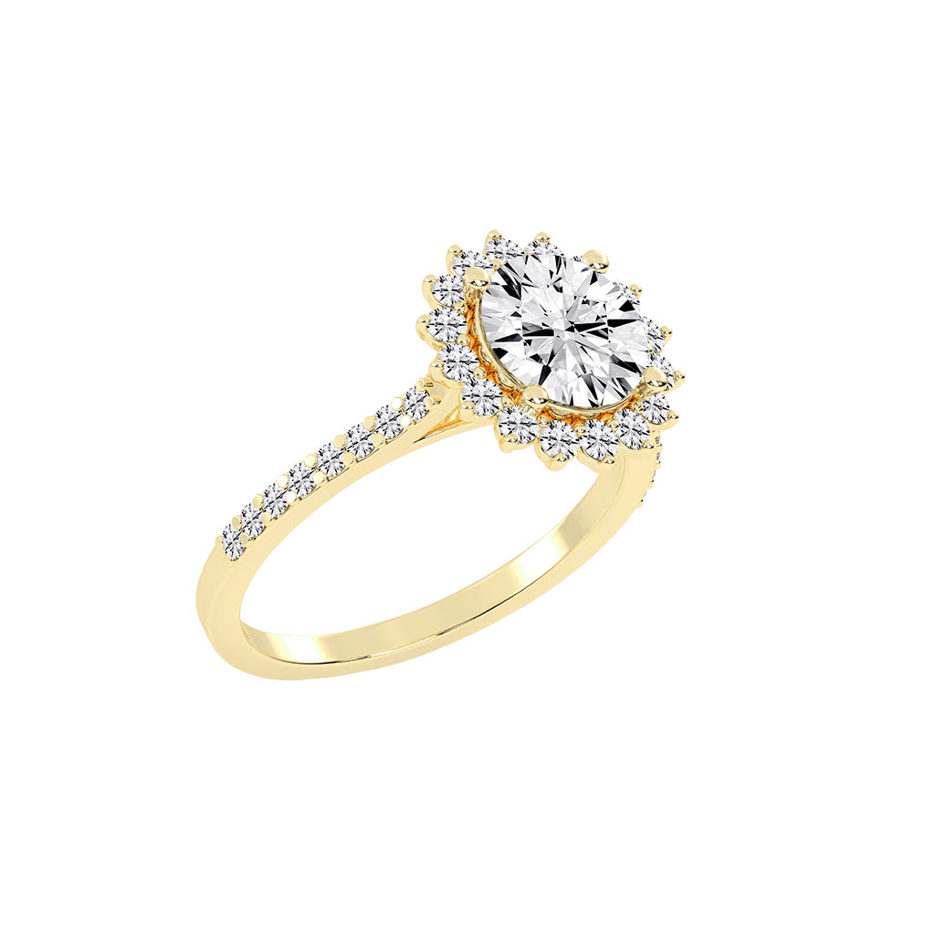 Haliosa flower style round cut halo lab diamond ring