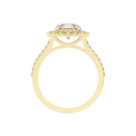Haliosa flower style round cut halo lab diamond ring