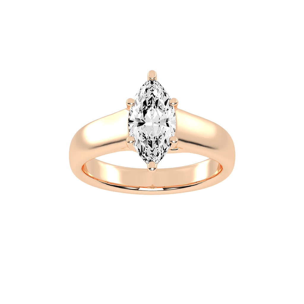 Solavria six prong marquise cut solitaire lab diamond ring
