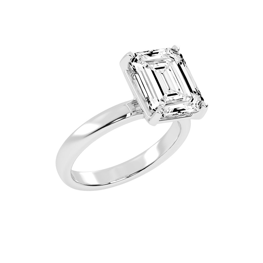 Solsticea emerald cut solitaire lab diamond ring