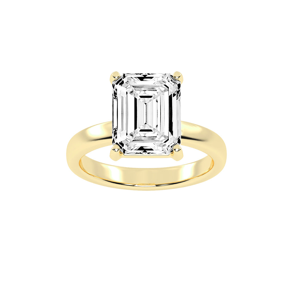 Solsticea emerald cut solitaire lab diamond ring