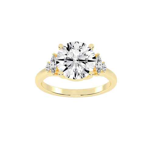 Sidelle four prong round cut side stone lab diamond ring