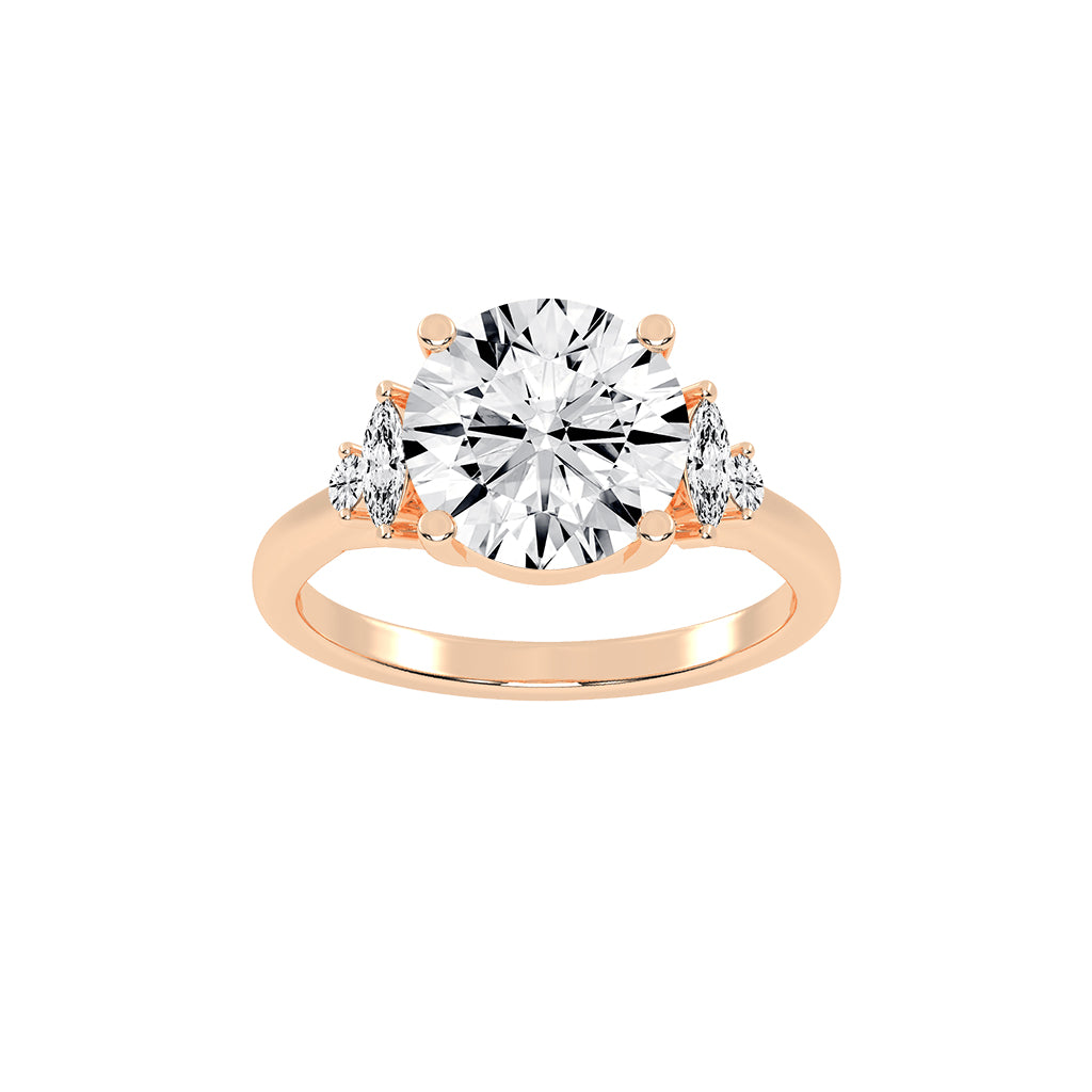 Sidelle four prong round cut side stone lab diamond ring