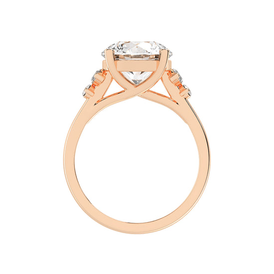 Sidelle four prong round cut side stone lab diamond ring