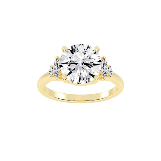 Sidelle four prong round cut side stone lab diamond ring