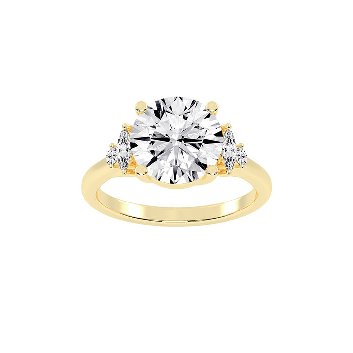 Sidelle four prong round cut side stone lab diamond ring