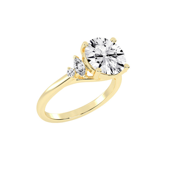 Sidelle four prong round cut side stone lab diamond ring