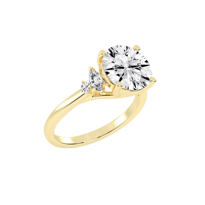 Sidelle four prong round cut side stone lab diamond ring