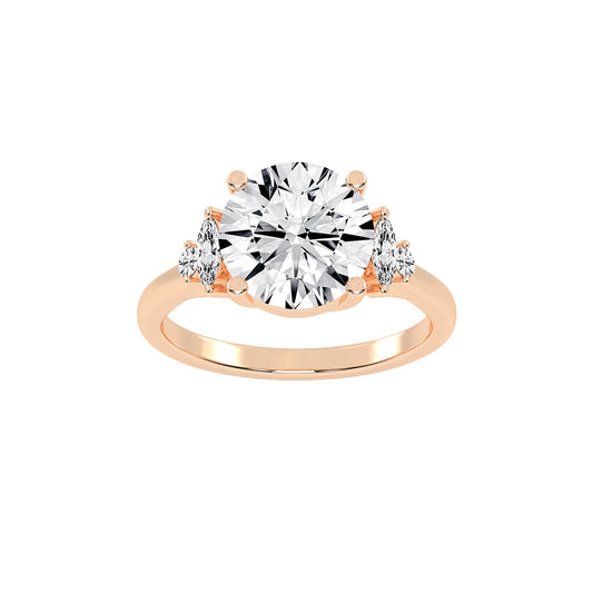 Sidelle four prong round cut side stone lab diamond ring