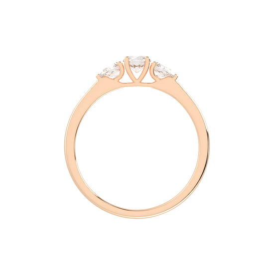 Trisaria pear shaped three stone lab diamond ring
