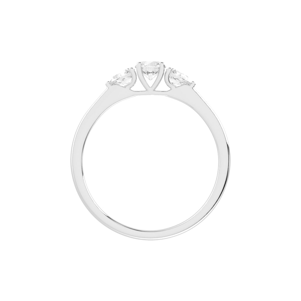 Trisaria pear shaped three stone lab diamond ring