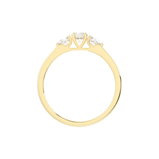 Trisaria pear shaped three stone lab diamond ring