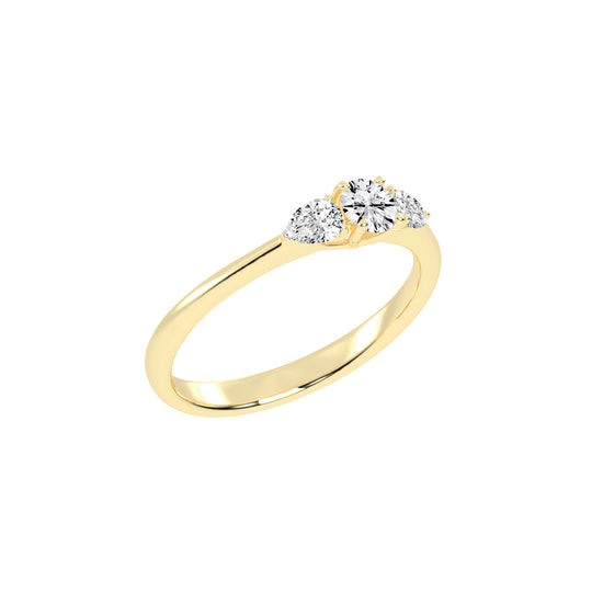 Trisaria pear shaped three stone lab diamond ring