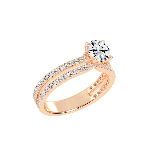 Sidovia split round cut side stone lab diamond ring