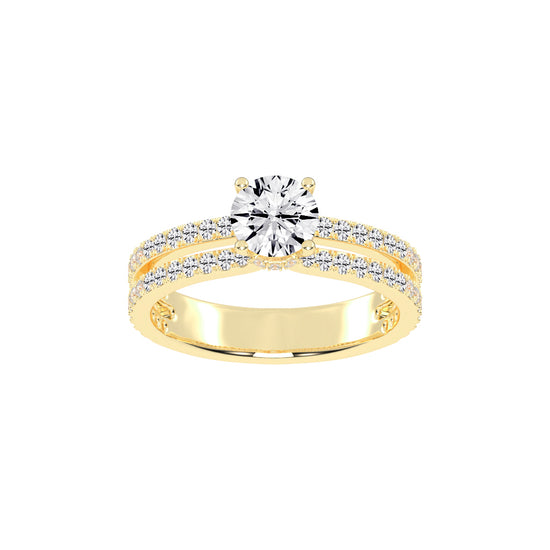 Sidovia split round cut side stone lab diamond ring