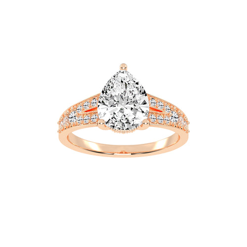 Sideris three prong pear cut side stone lab diamond ring