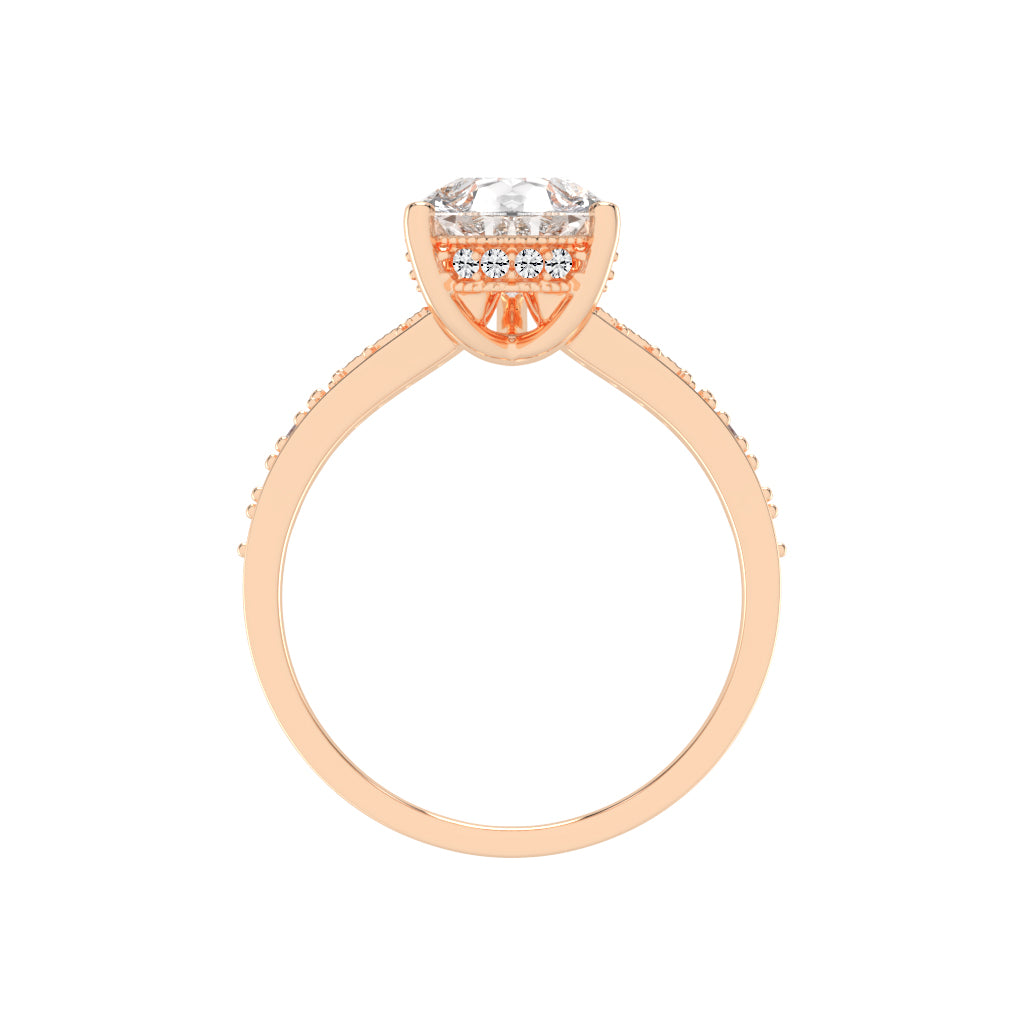 Sideris three prong pear cut side stone lab diamond ring