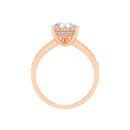 Sideris three prong pear cut side stone lab diamond ring