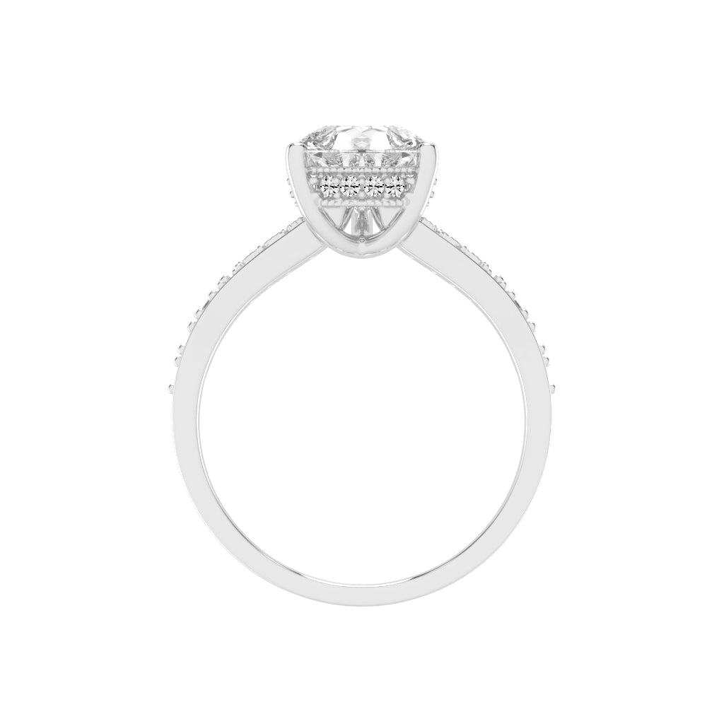 Sideris three prong pear cut side stone lab diamond ring