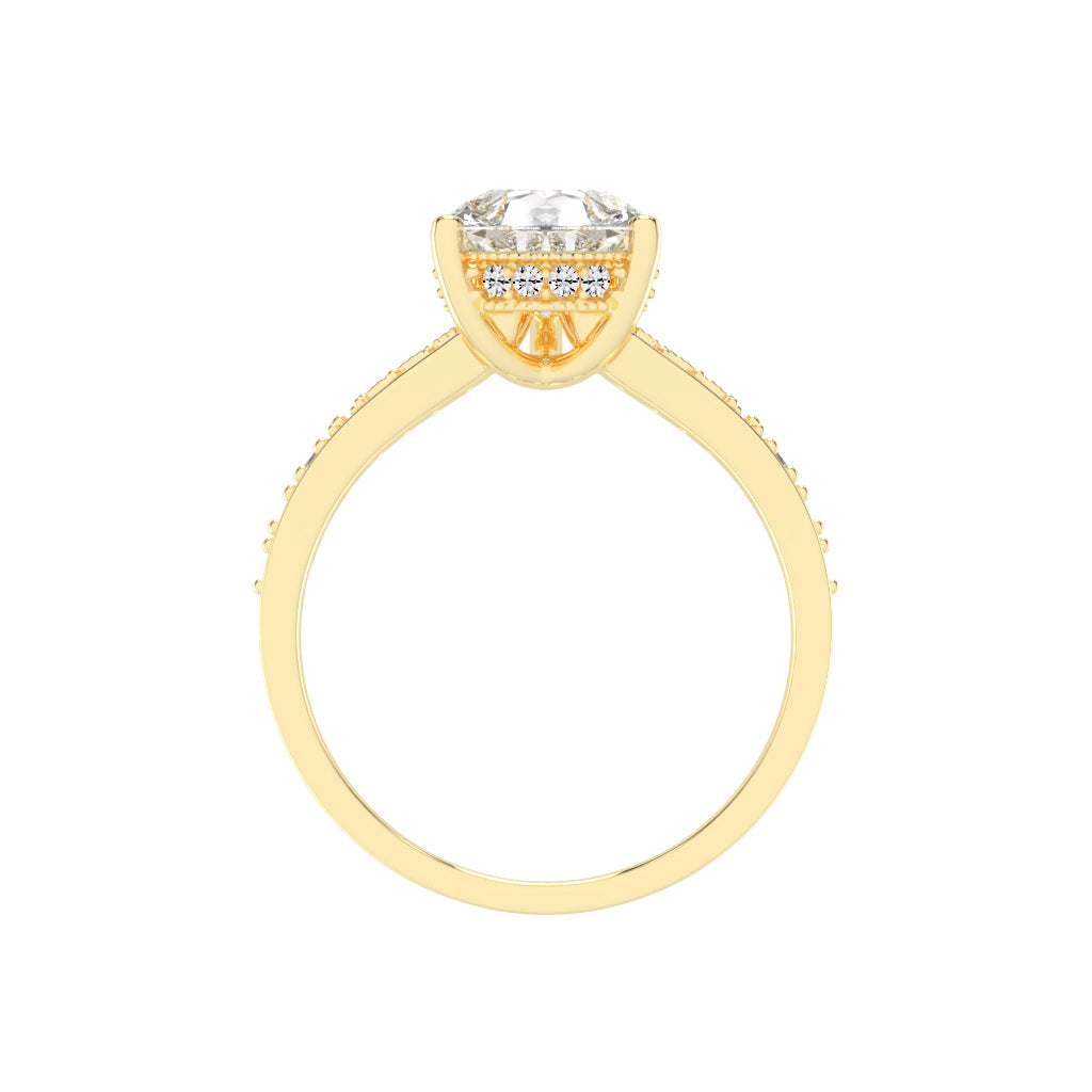 Sideris three prong pear cut side stone lab diamond ring
