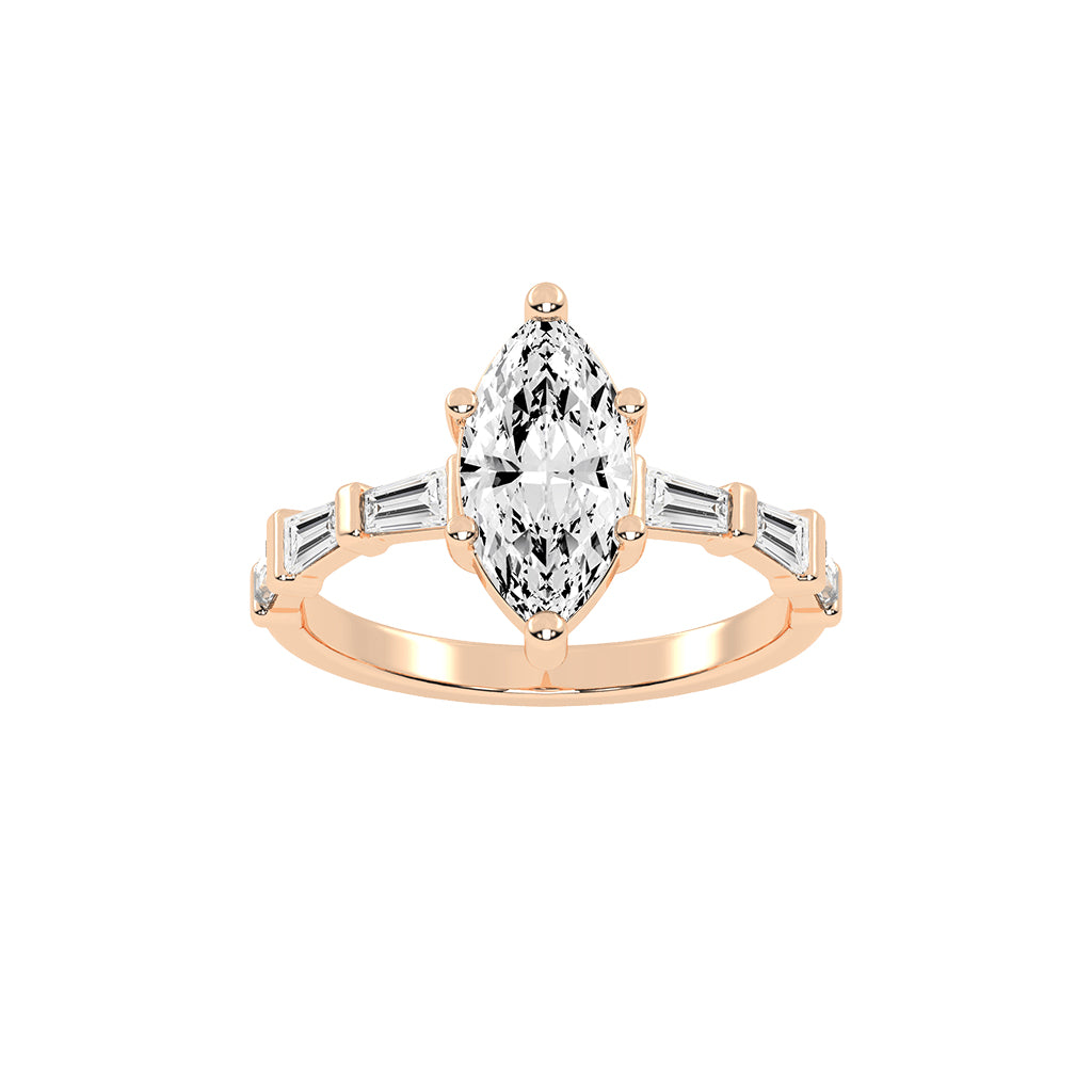 Veriside  Marquise Side Stone Lab Diamond Ring
