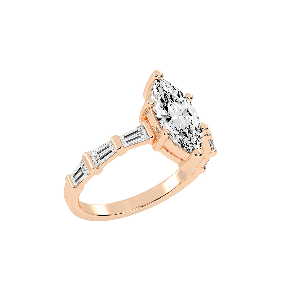 Veriside  Marquise Side Stone Lab Diamond Ring