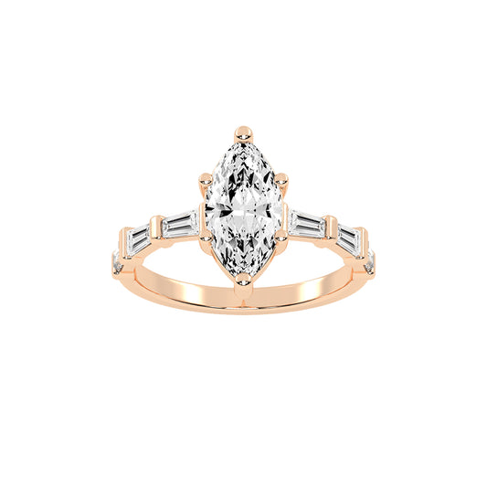 Veriside  Marquise Side Stone Lab Diamond Ring