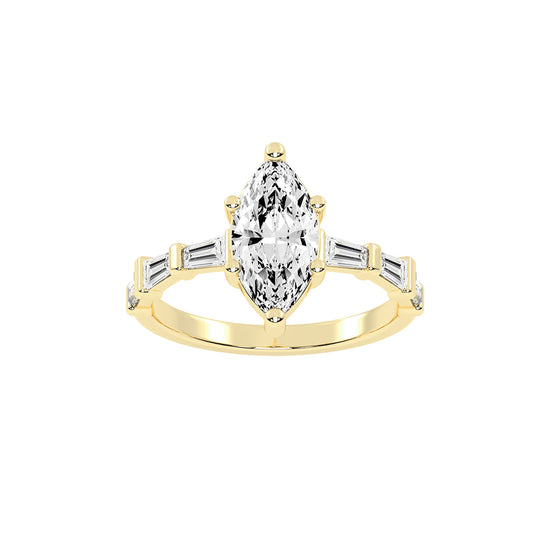 Veriside  Marquise Side Stone Lab Diamond Ring