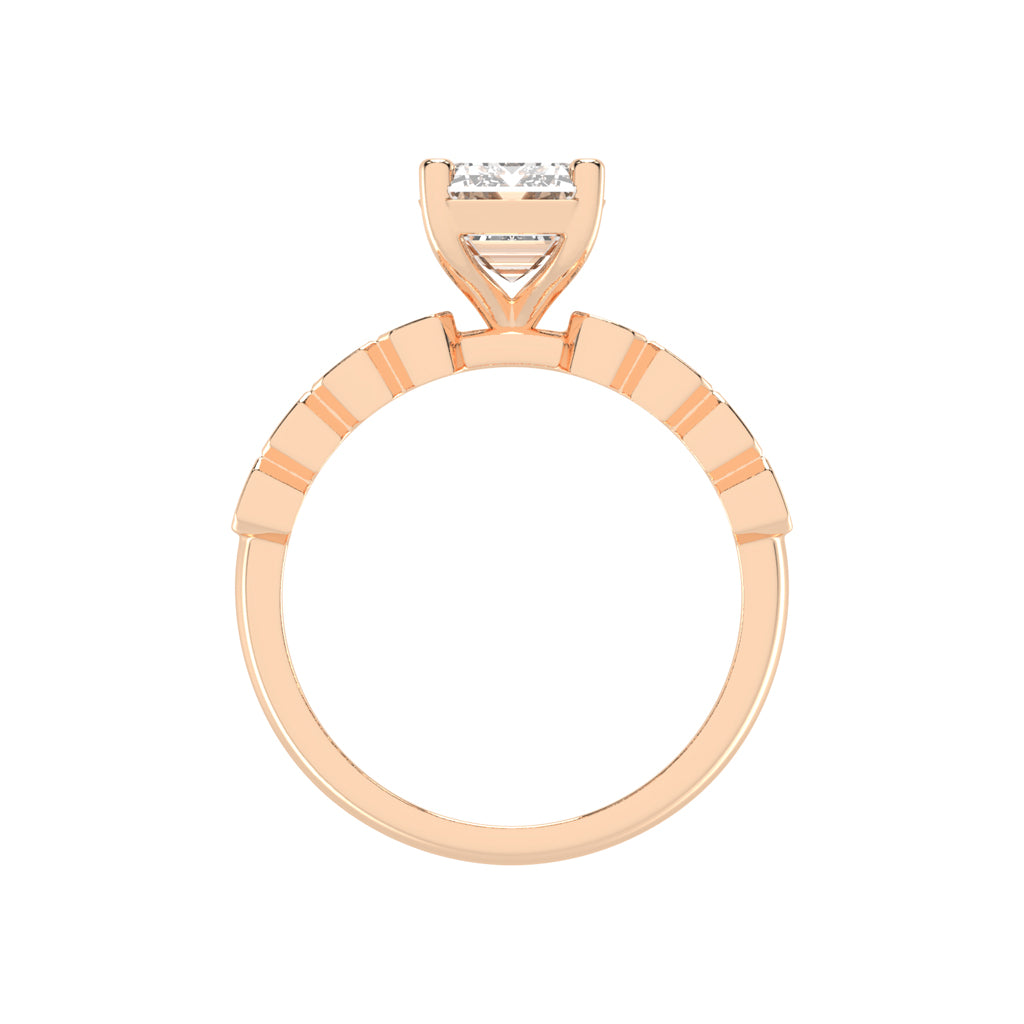 Bravelle Emerald Cut Side Stone Lab Diamond Ring
