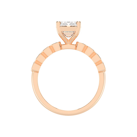 Bravelle Emerald Cut Side Stone Lab Diamond Ring