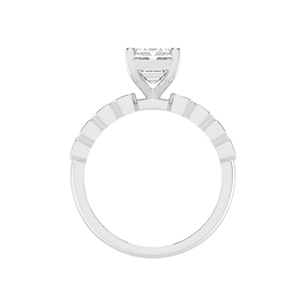 Bravelle Emerald Cut Side Stone Lab Diamond Ring