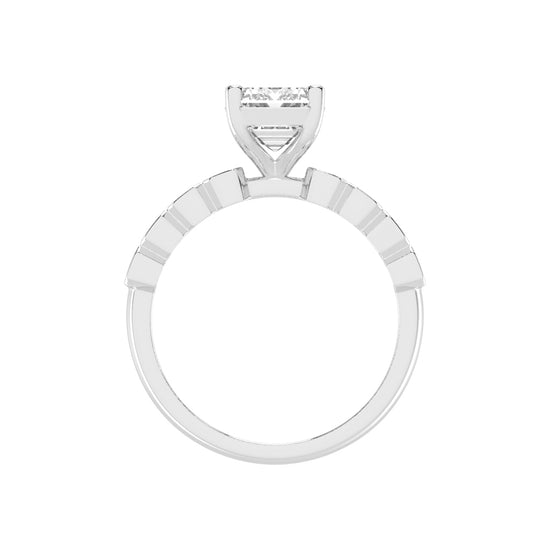 Bravelle Emerald Cut Side Stone Lab Diamond Ring