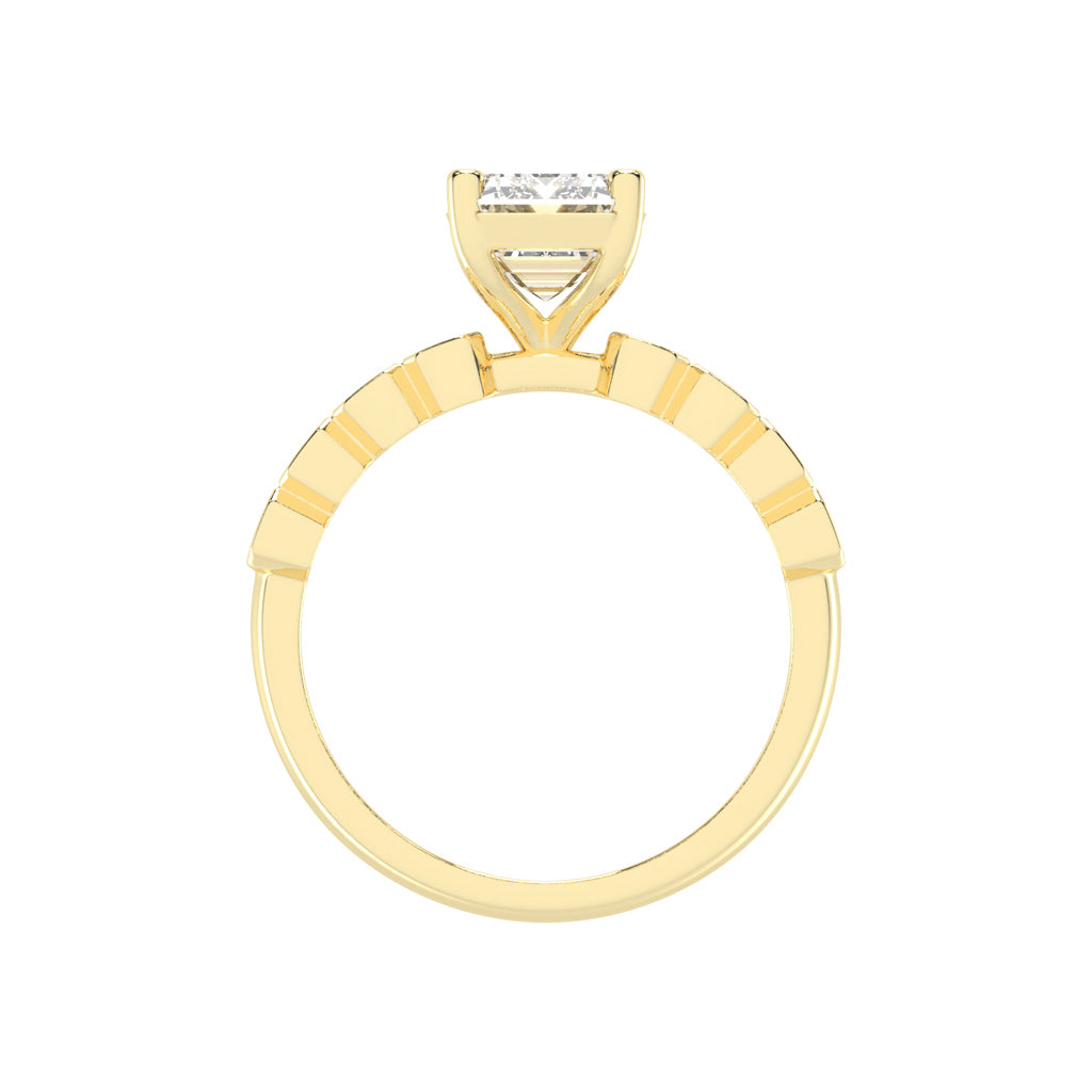 Bravelle Emerald Cut Side Stone Lab Diamond Ring