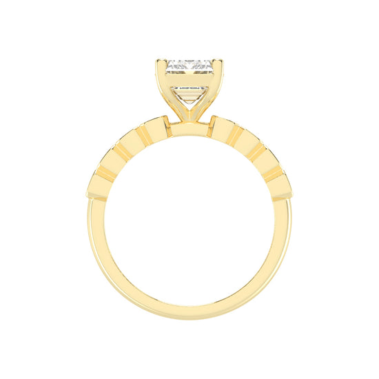 Bravelle Emerald Cut Side Stone Lab Diamond Ring