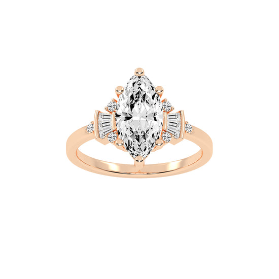 Serenix Six Prong Marquise Cut Classic Lab Diamond Ring