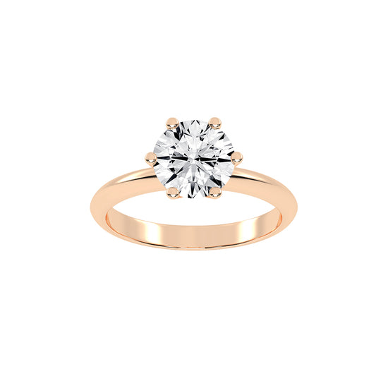 Solastrina Six Prong Round Cut Solitaire Lab Diamond Ring