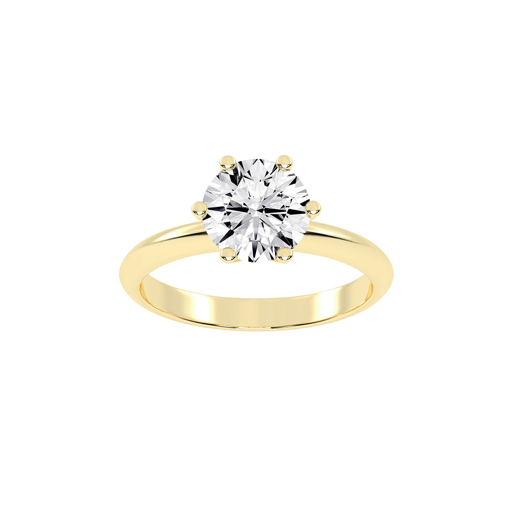 Solastrina Six Prong Round Cut Solitaire Lab Diamond Ring