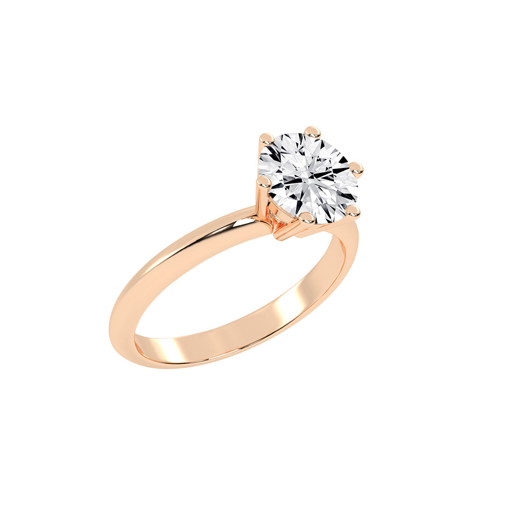 Solastrina Six Prong Round Cut Solitaire Lab Diamond Ring