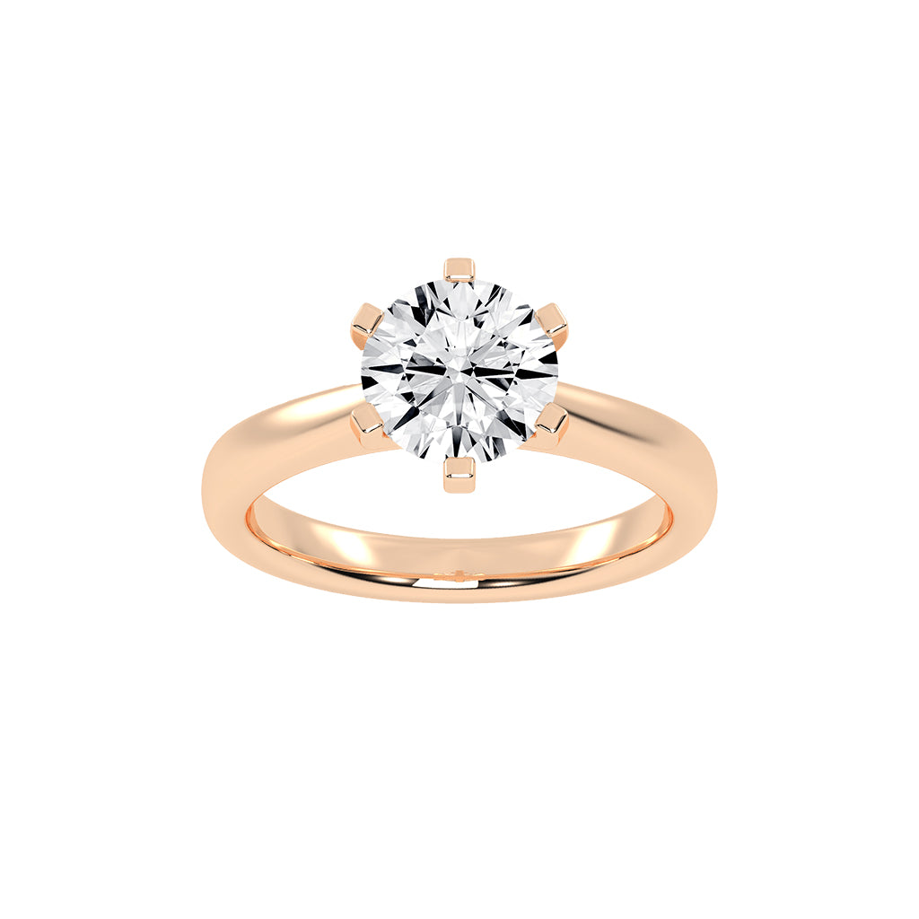 Solleona Six Prong Round Cut Solitaire Lab Diamond Ring