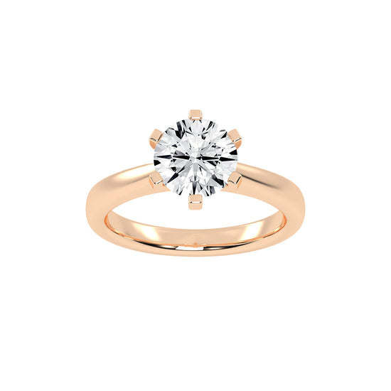 Solleona Six Prong Round Cut Solitaire Lab Diamond Ring
