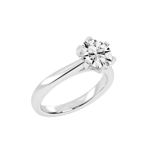 Solleona Six Prong Round Cut Solitaire Lab Diamond Ring