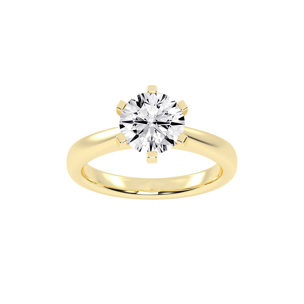 Solleona Six Prong Round Cut Solitaire Lab Diamond Ring