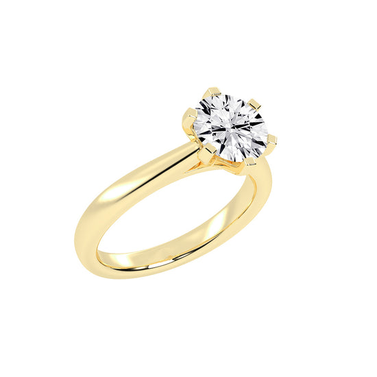 Solleona Six Prong Round Cut Solitaire Lab Diamond Ring