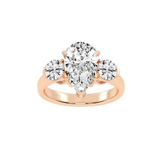 Triosium Pear Cut Three Stone Lab Diamond Ring