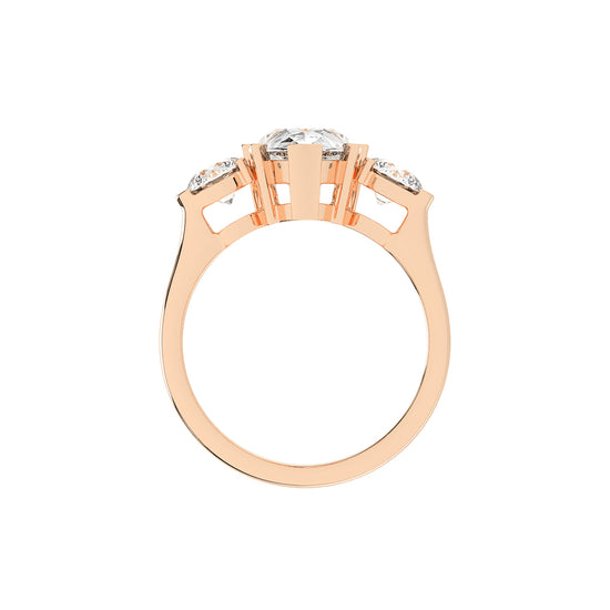 Triosium Pear Cut Three Stone Lab Diamond Ring