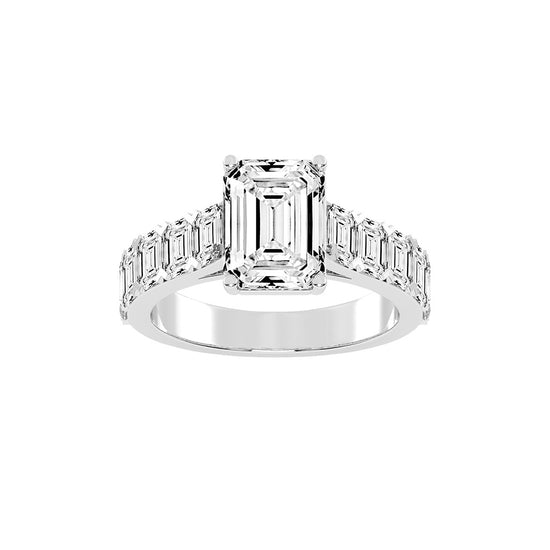 Luxistra Four Prong Emerald Cut Classic Lab Diamond Ring