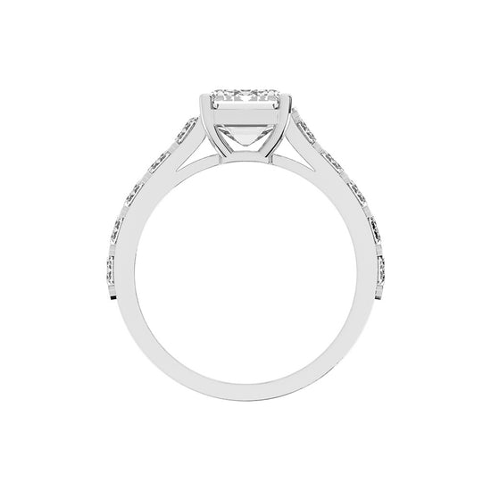 Luxistra Four Prong Emerald Cut Classic Lab Diamond Ring